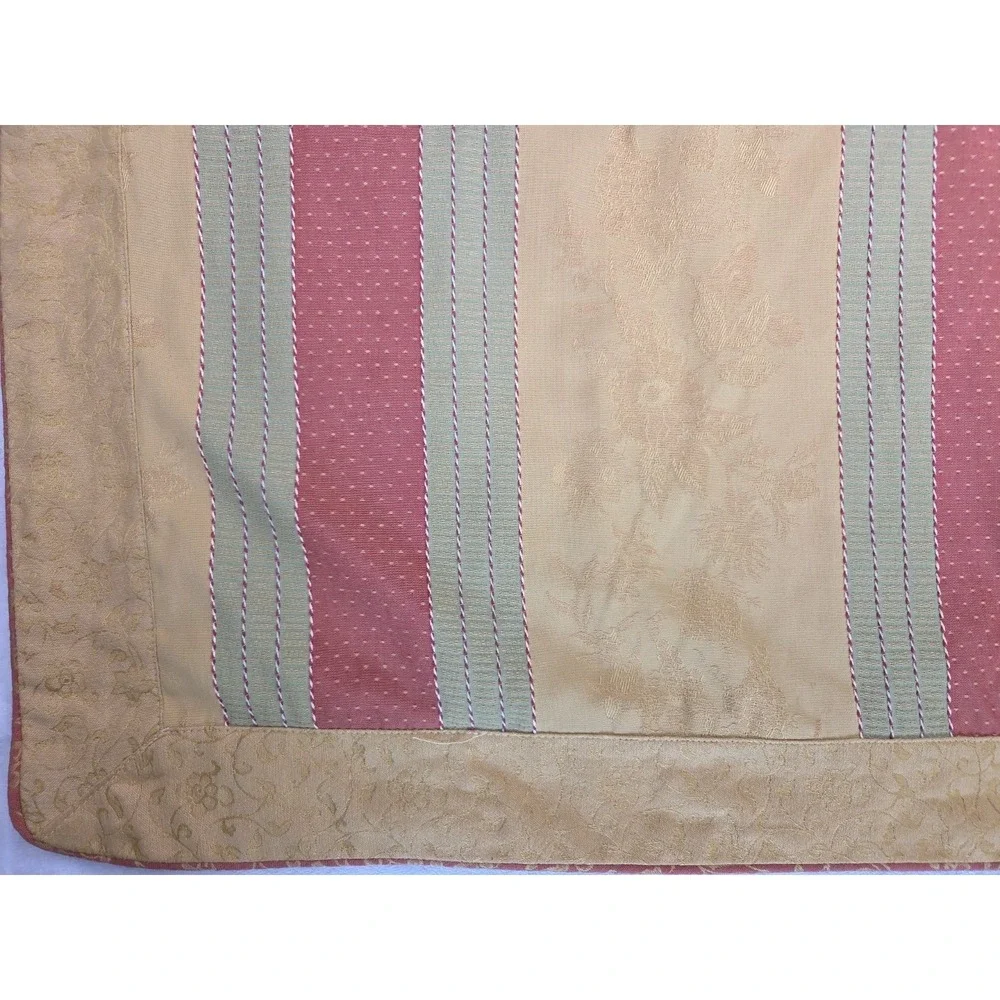 2 Vtg Waverly Tuscan Jacquard Piped Trim Mustard Sage Rust King Pillow Shams